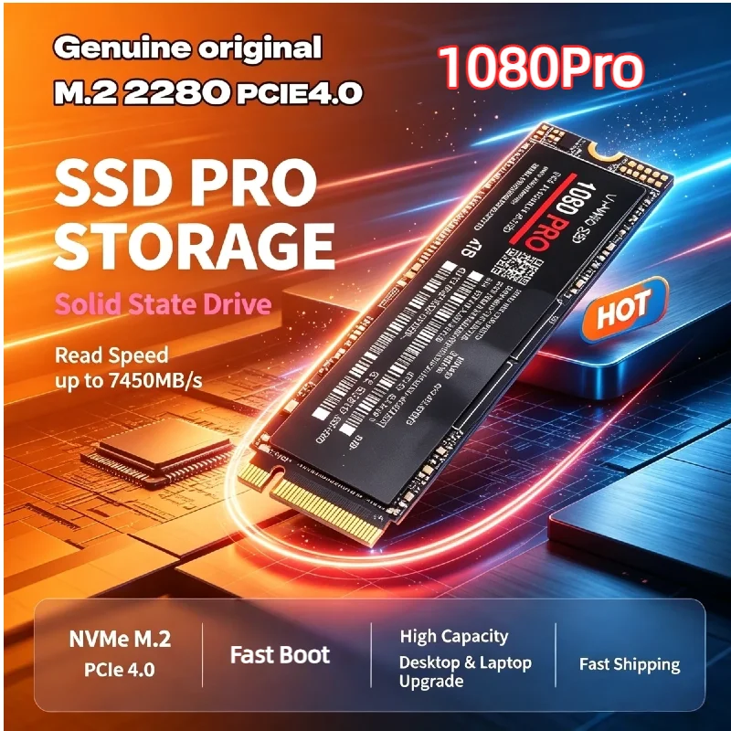 Original M.2 NVME SSD 1080PRO 1TB 2TB Internal Solid State Hard Drive Internal Hard Disk PCIe 4.0 for Laptop Desktop Notebook