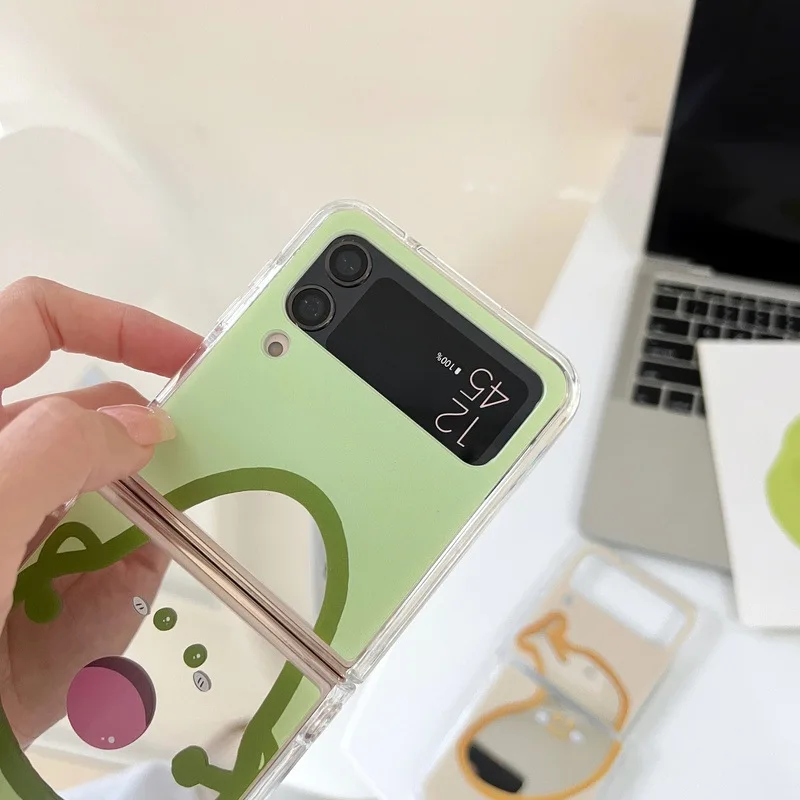 Mirror Cute Cartoon Fruit Case for Samsung Galaxy Z Flip 3 Z Flip 4 Z Flip 5 Hard PC Back Cover for ZFlip5 Case Shell