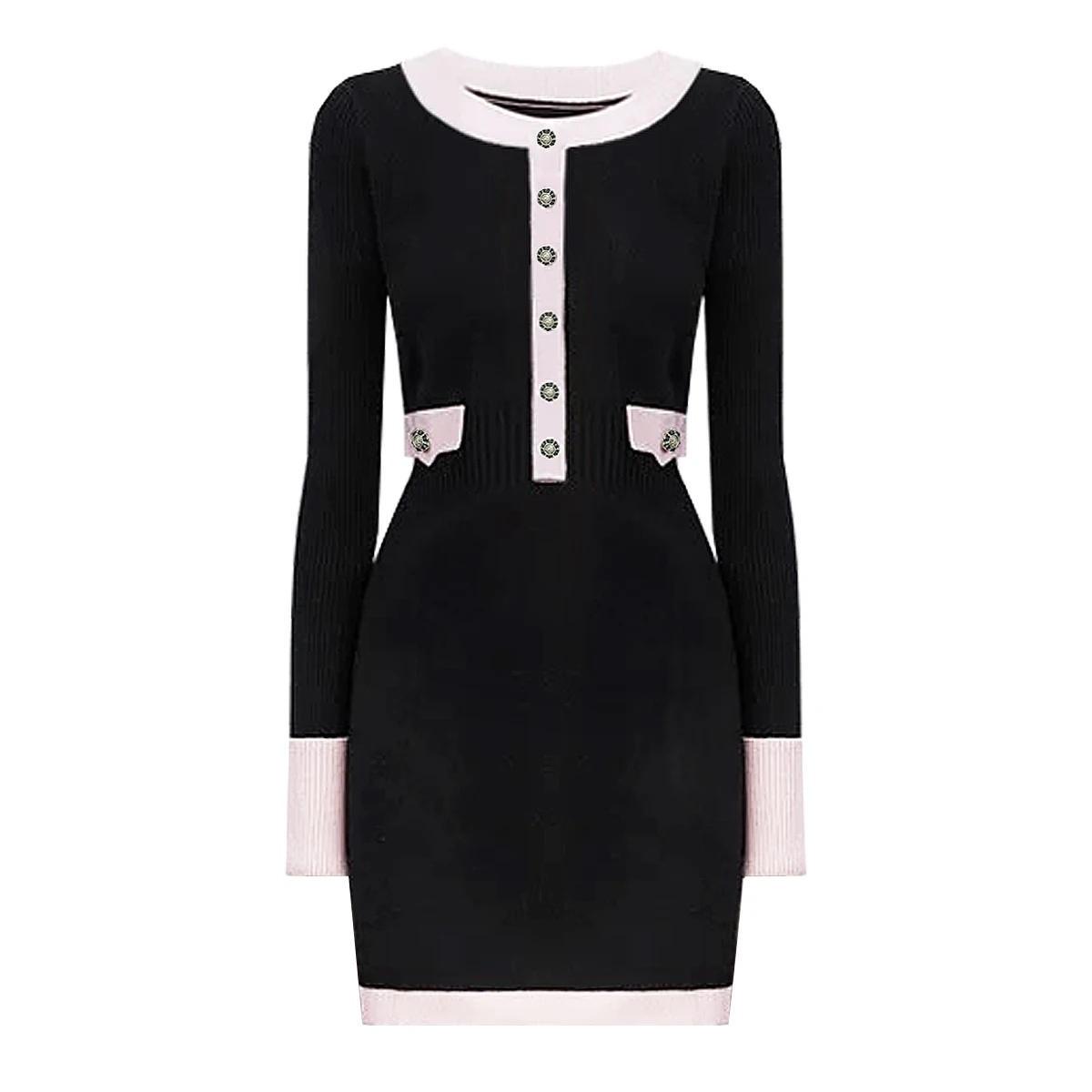 

High Quality Spot Summer And Autumn New Fashionable Slim Fit And Slimming Long Sleeved Elastic Knitted Women's Dress