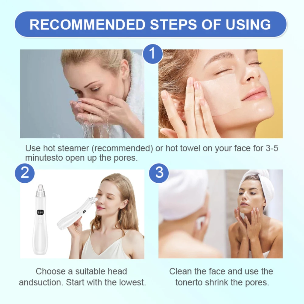 مزيل الرؤوس السوداء الكهربائية 3 أوضاع شفط لتنظيف الوجه جهاز تجميل المسام فراغ الرؤوس السوداء إزالة الجلد الميت أداة العناية بالبشرة #2