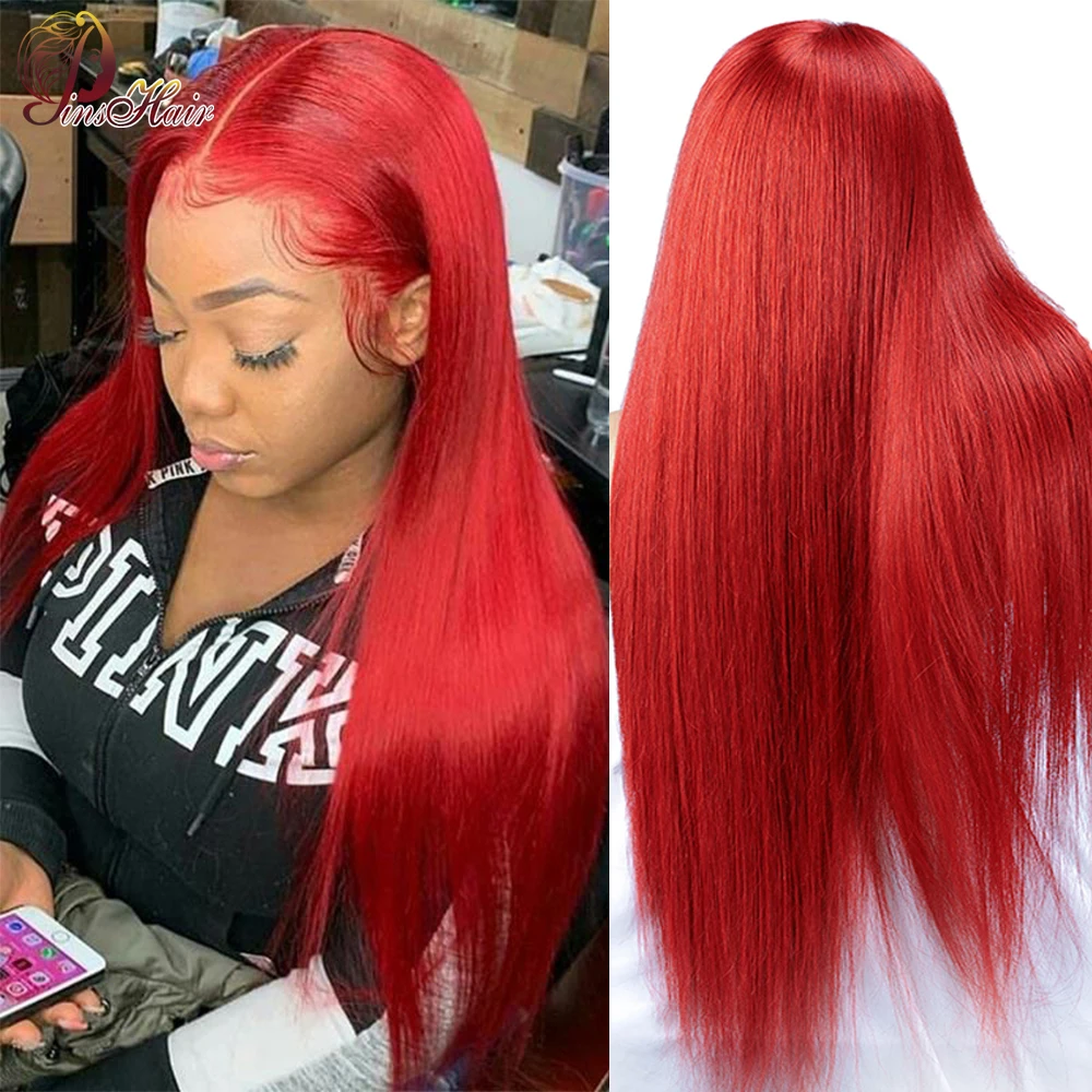 

Red Lace Front Wig Human Hair 99J Burgundy Straight 13X6 Lace Front Human Hair Wigs for Women Red Remy Hair Pre-Plucked 180%