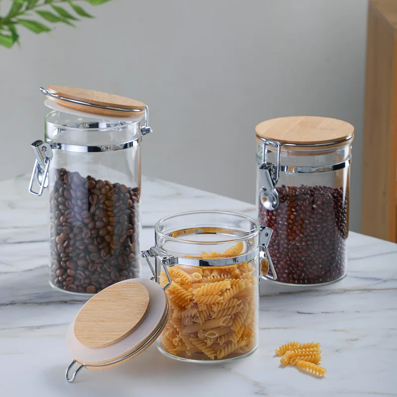Manufacturer Wholesale High Borosilicate Glass Snap-On Kitchen Sealed Tea Jars, Food Storage Jars