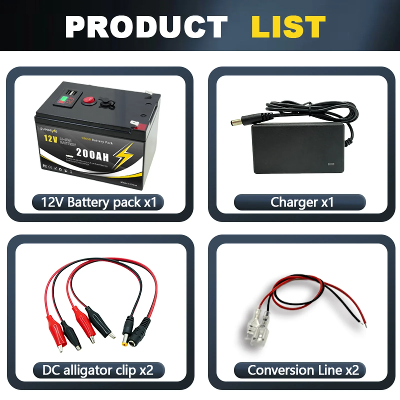 LiFePO4 12V 200Ah  Rechargeable Lithium Battery🚀Built-in BMS,Perfect for Ride on Toys,solar panels,Fish Finders,Power Wheels🚁