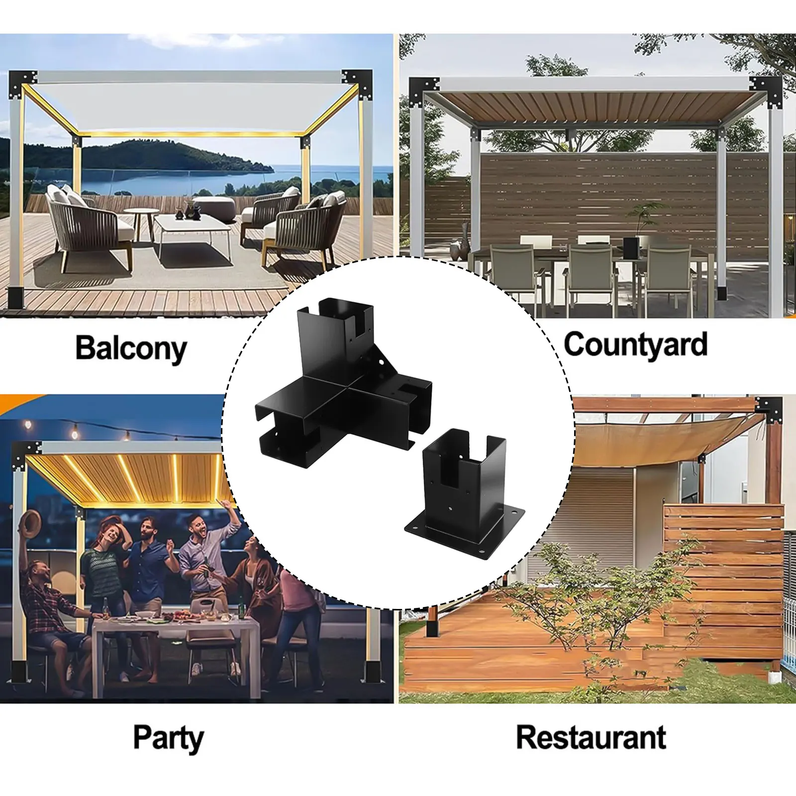 

1Set Right Angle Corner Bracket With Gazebo Post Base For Wood Beam Overhead Bracket Gazebo Accessories Right Angle Bracket Base