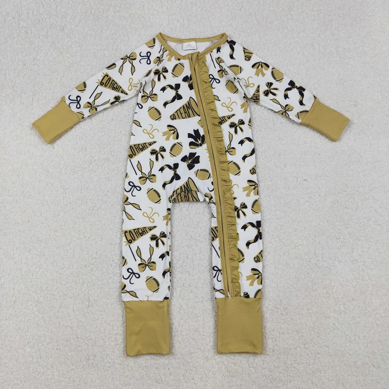 

Wholesale Toddler Newborn Breathable Coverall Bodysuit Infant Children Long Sleeves Girl Zipper Footie Romper Kids Bows Clothes