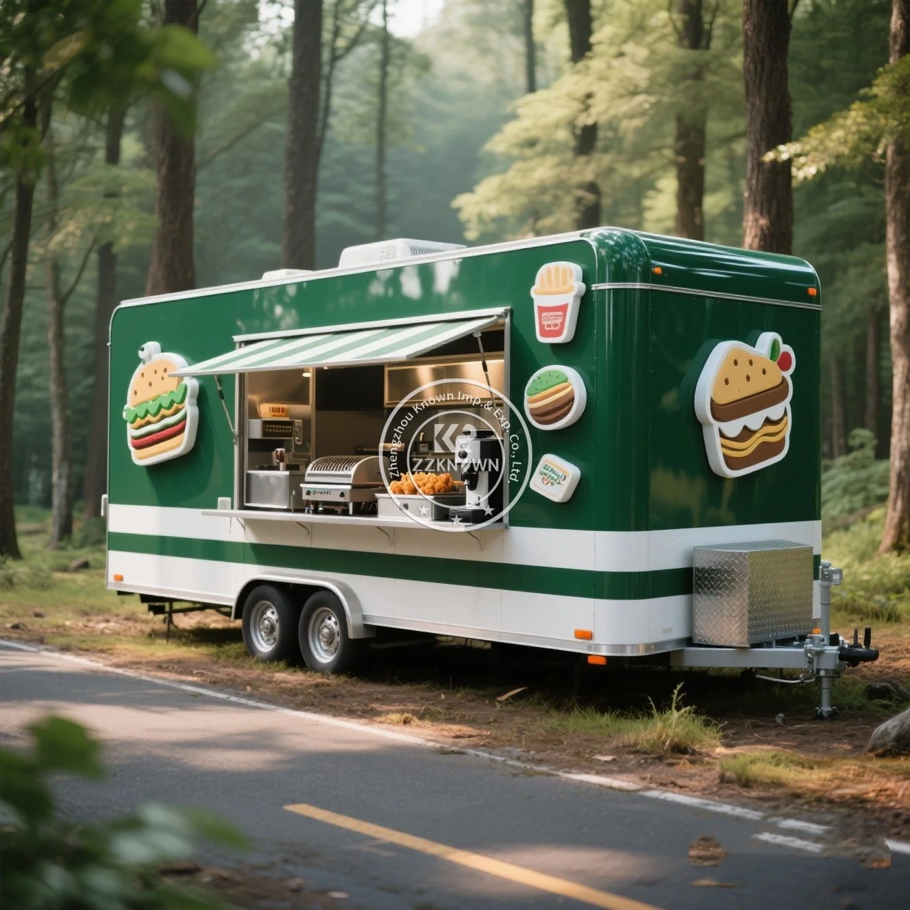 

2025 NEW Food Truck Trailer Logo Customized Oven Mobile Food Trailer Fully Equipped Catering Commercial