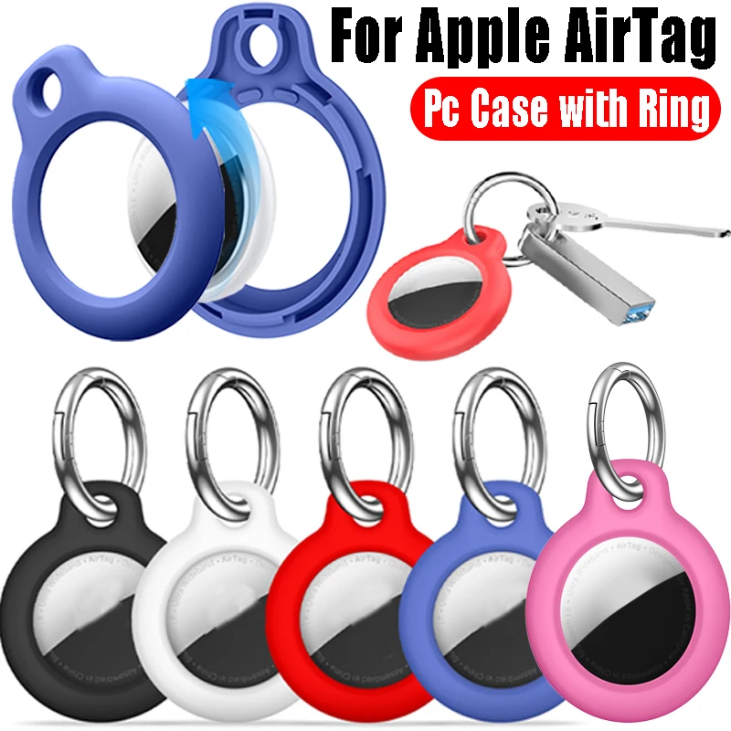 Hardshell Protective Case for Apple AirTag Holder with Keychain Anti-Drop Hard PC Cover with Key Ring for Airtags Accessories