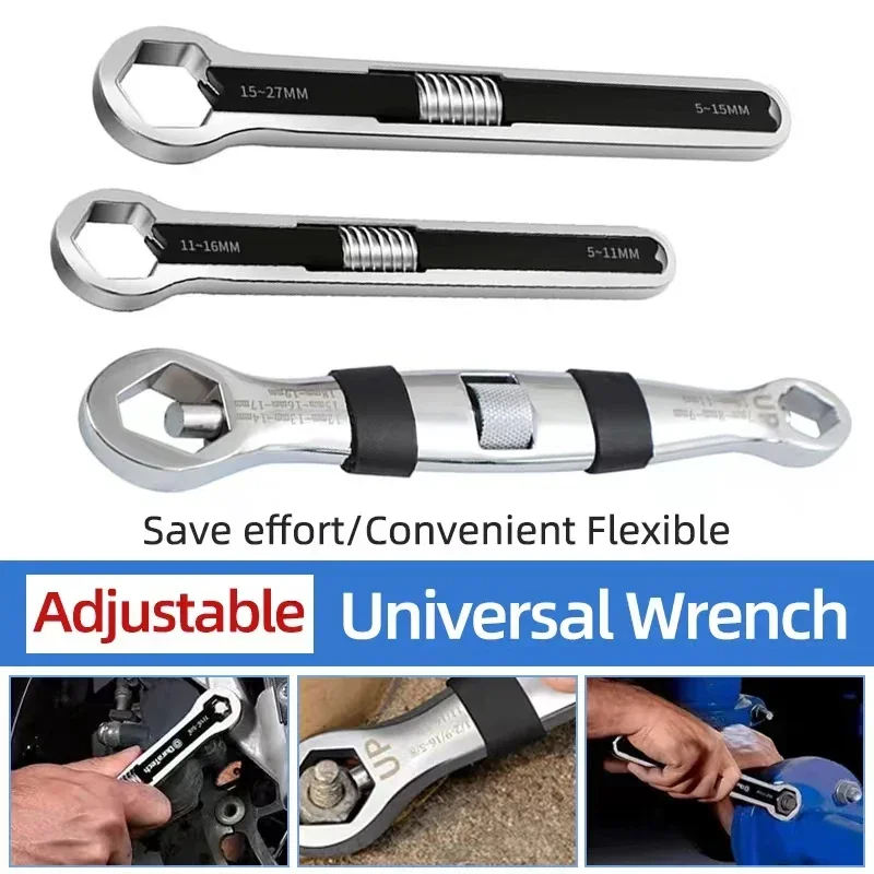 Chave Universal 23 em Chave Ajustável para Porcas de Vários Tamanhos Chave Inglesa Multifuncional de Cabeça Dupla Ferramentas de Reparo Manual
