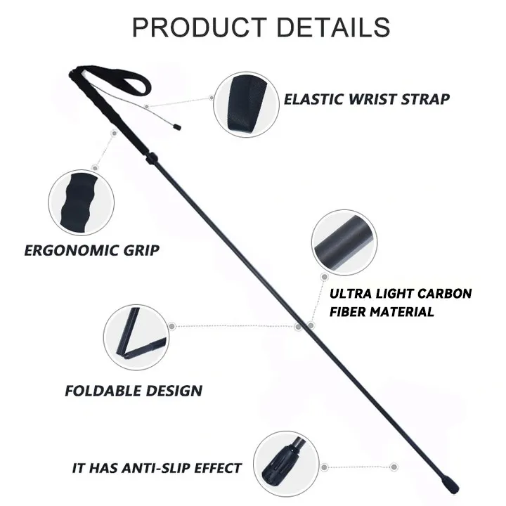 Wandel-/trekkingstokken van koolstofvezel |   Ultralichte bergbeklimstokken met anti-shock tips