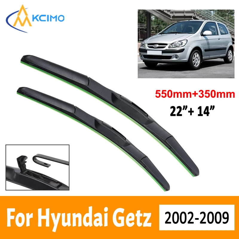 For Hyundai Getz 2002-2009 Car Wiper Three Stage Soft Rubber U-type Wiper Mute Durable Front Windscreen Automotive Wiper 22