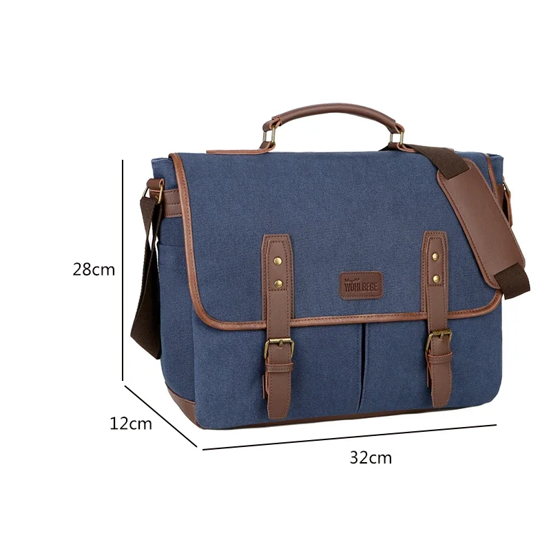 Vintage Men Briefcases Canvas 14 inch Laptop Bags Portable Messenger Bag for Men Business Briefcase Shoulder Bag Dropshipping