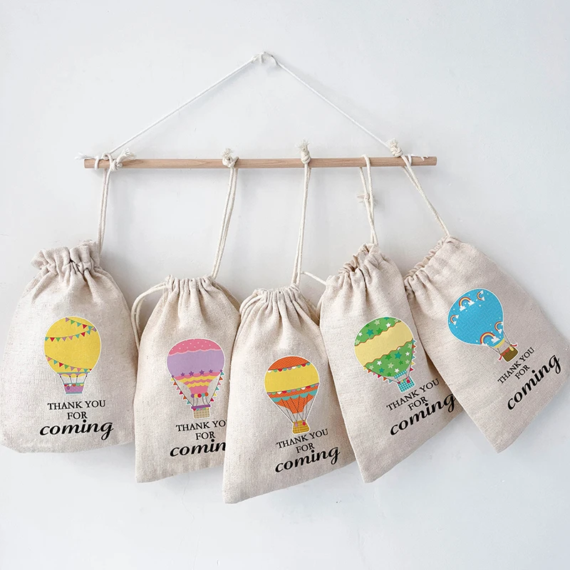 5pcs Hot Air Balloon Theme gift bags kid boy girl first 1st 2nd 3rd Birthday party bday baby shower decoration thank you favor