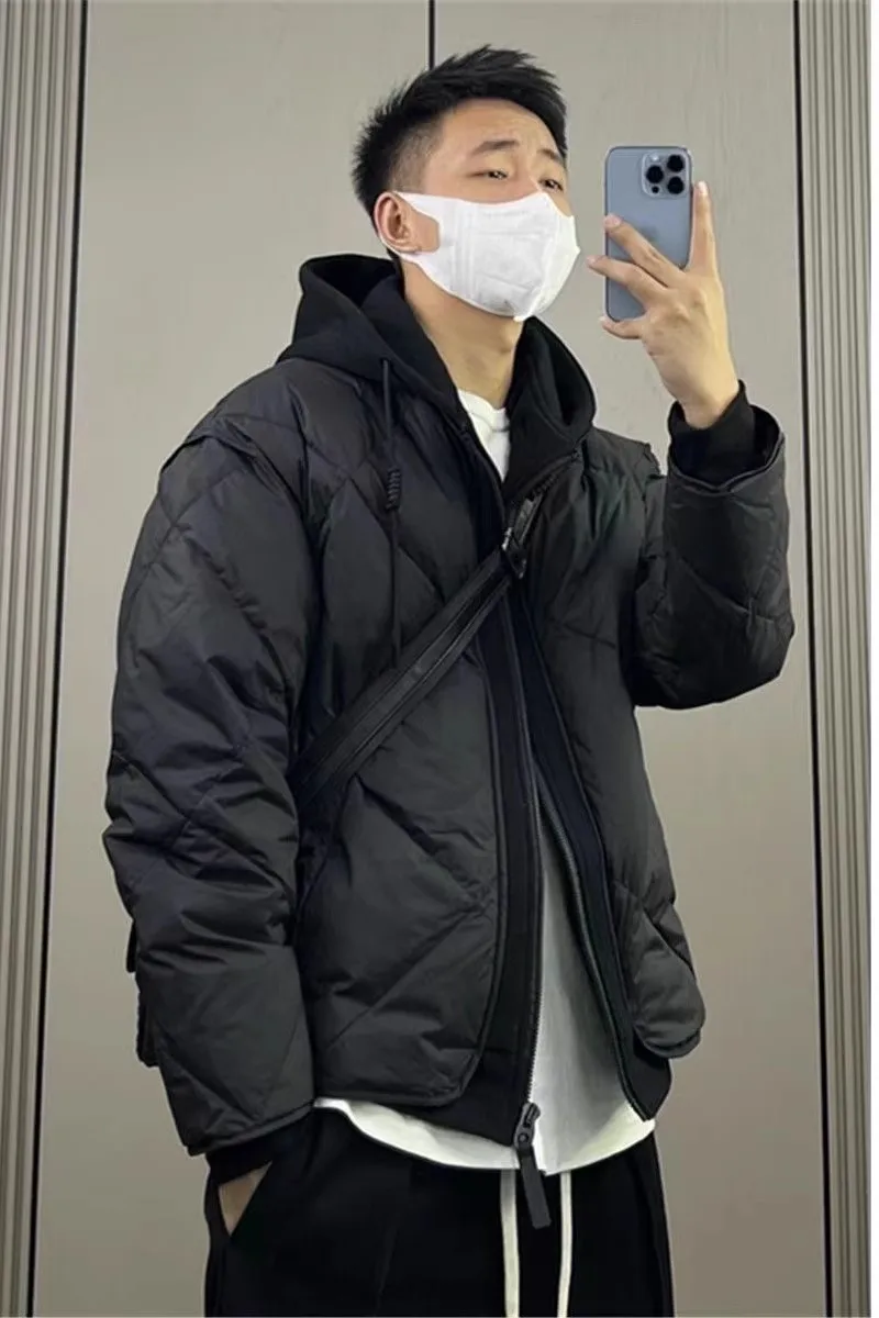 

Новая зимняя мужская модная утепленная куртка с капюшоном из хлопка, с эластичным низом и боковыми карманами, стандартный крой.