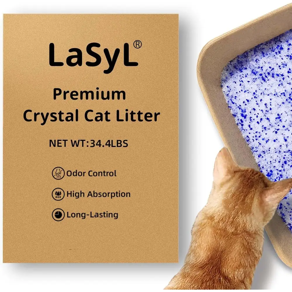 Crystal Cat Litter or Multi-Cat Households - 34.4 lb Silica Gel, 30-Day Odor Control, 99.9% Dust-ree Non-Clumping Low Tracking L