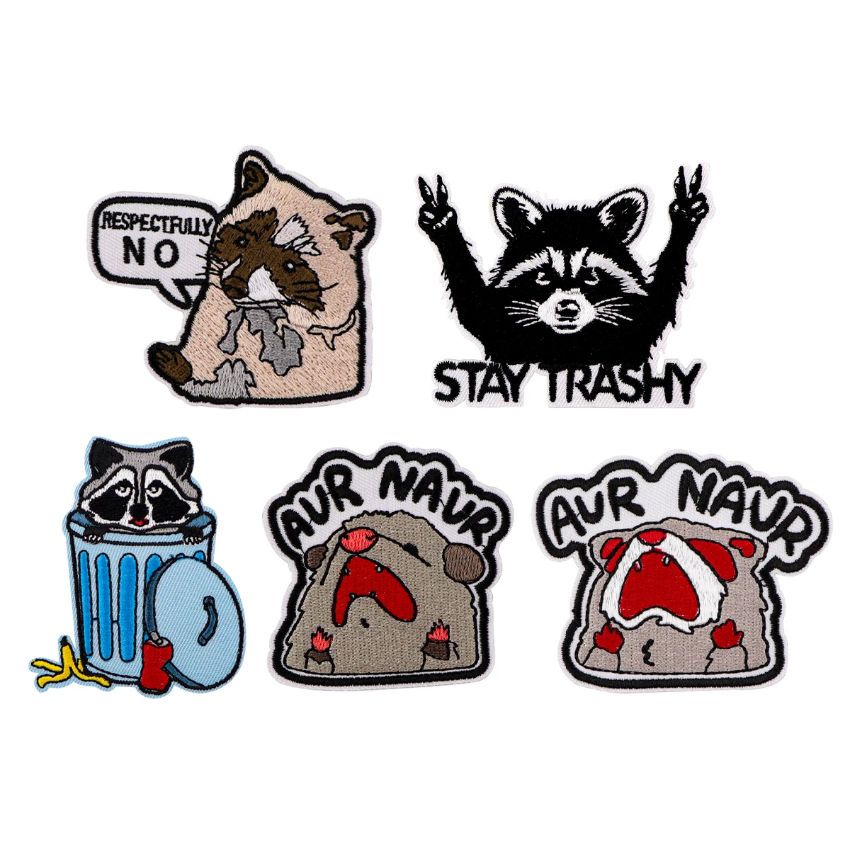 Cute Raccoon Quotes Patch Embroidery Funny Animal Embroidered Logo Garment Accessories Sticker Patches Clothing Gifts for Friend