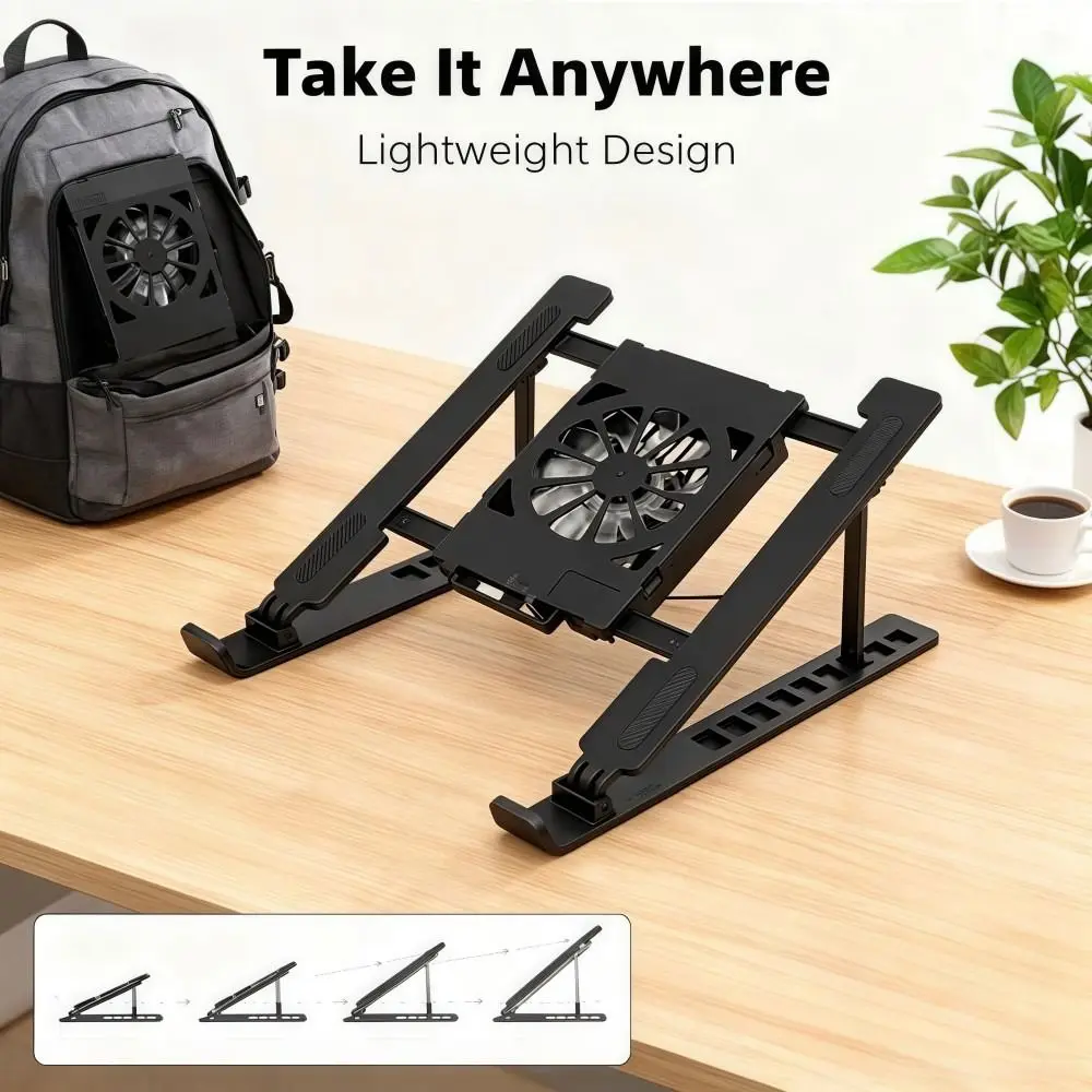 Universal Laptop Cooling Stand Adjustable with Fan Laptop Lift Stand Multi-High Adjustment Foldable TabletPC Hanging Holder