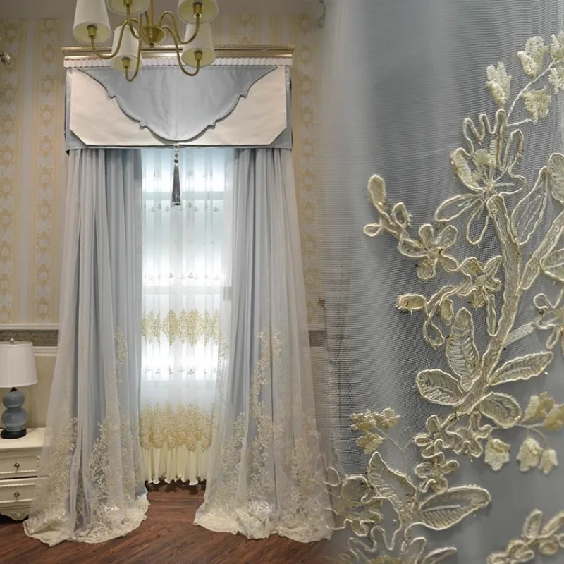 European Princess Fairy Dress Embroidery Curtains for Living Room Bedroom Rope Teenage Goddess Sweet Romantic Fresh Window Veil