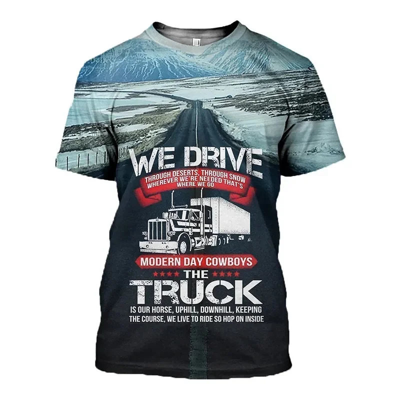 

Truck Graphic T-Shirt Fashion Truck Driver 3D Printed T Shirt Casual Streetwear Mens Designer Clothes Oversized O-Neck Tee Tops