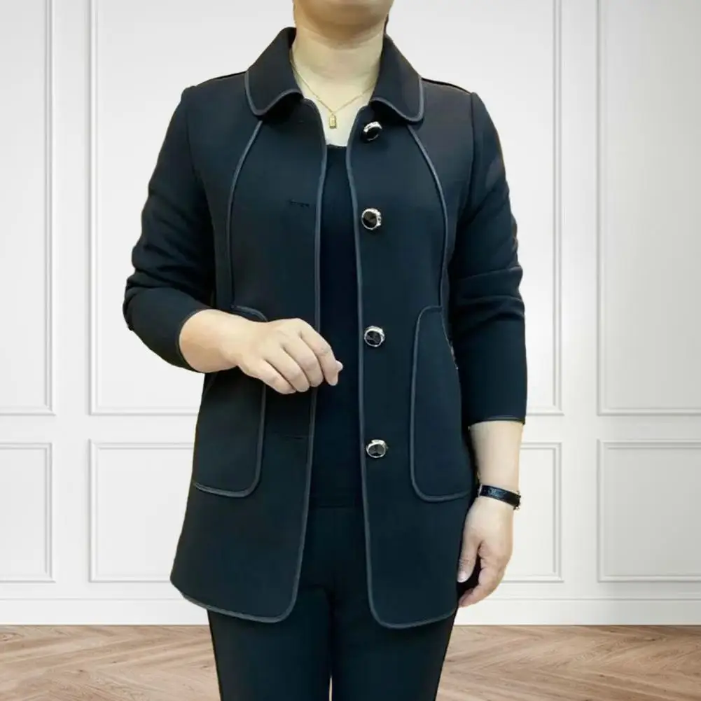 Cappotto da donna autunno inverno colletto rovesciato giacca Cardigan monopetto allentato Casual capispalla donna di mezza età per la madre