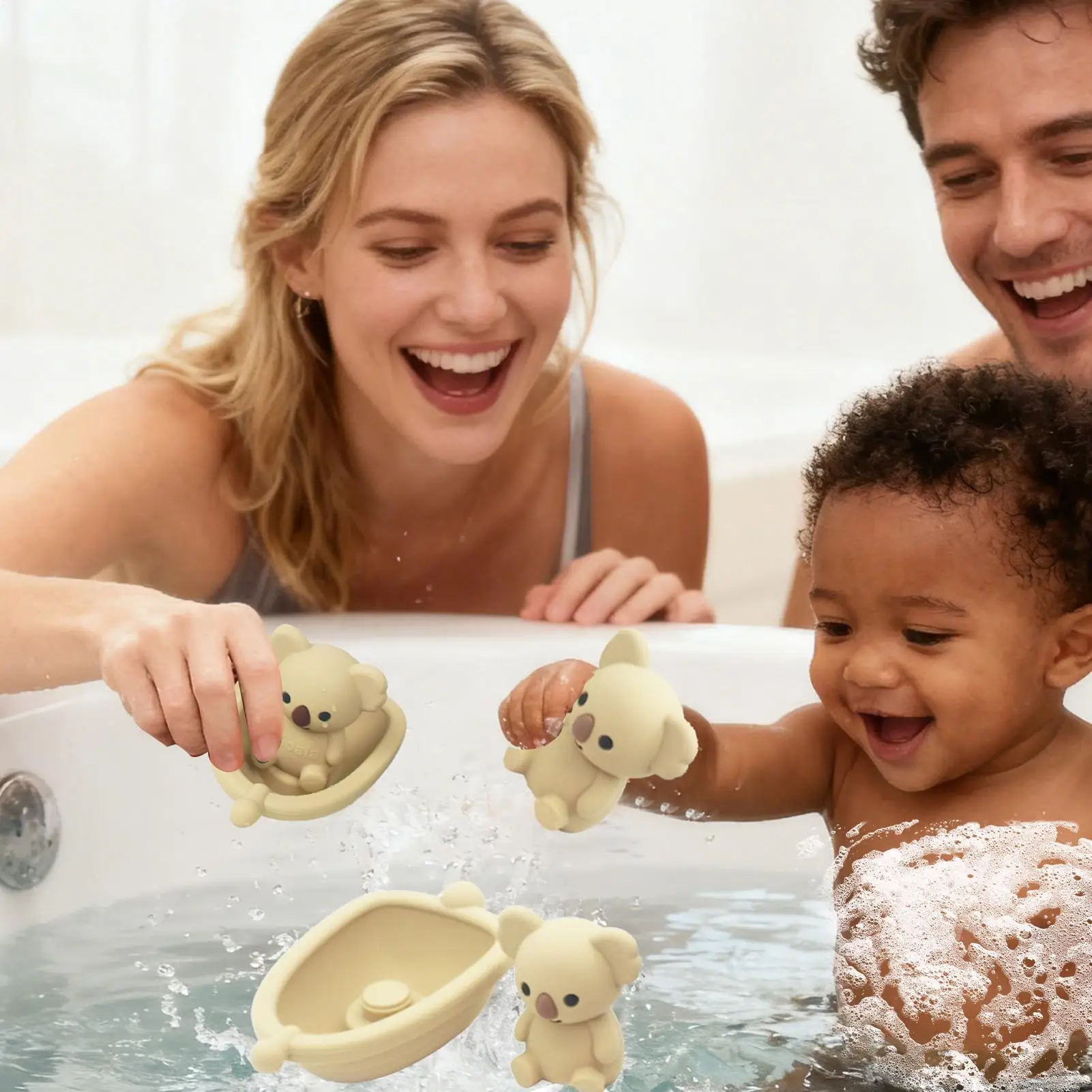 ชุดของเล่นอาบน้ำธีมสัตว์ เกมซ้อนนิ้ว ของเล่นเรือลอยน้ำ สำหรับเด็กชาย เด็กหญิง ใช้ได้ที่บ้าน เดินทาง อ่างอาบน้ำ ฝักบัว สระว่ายน้ำ