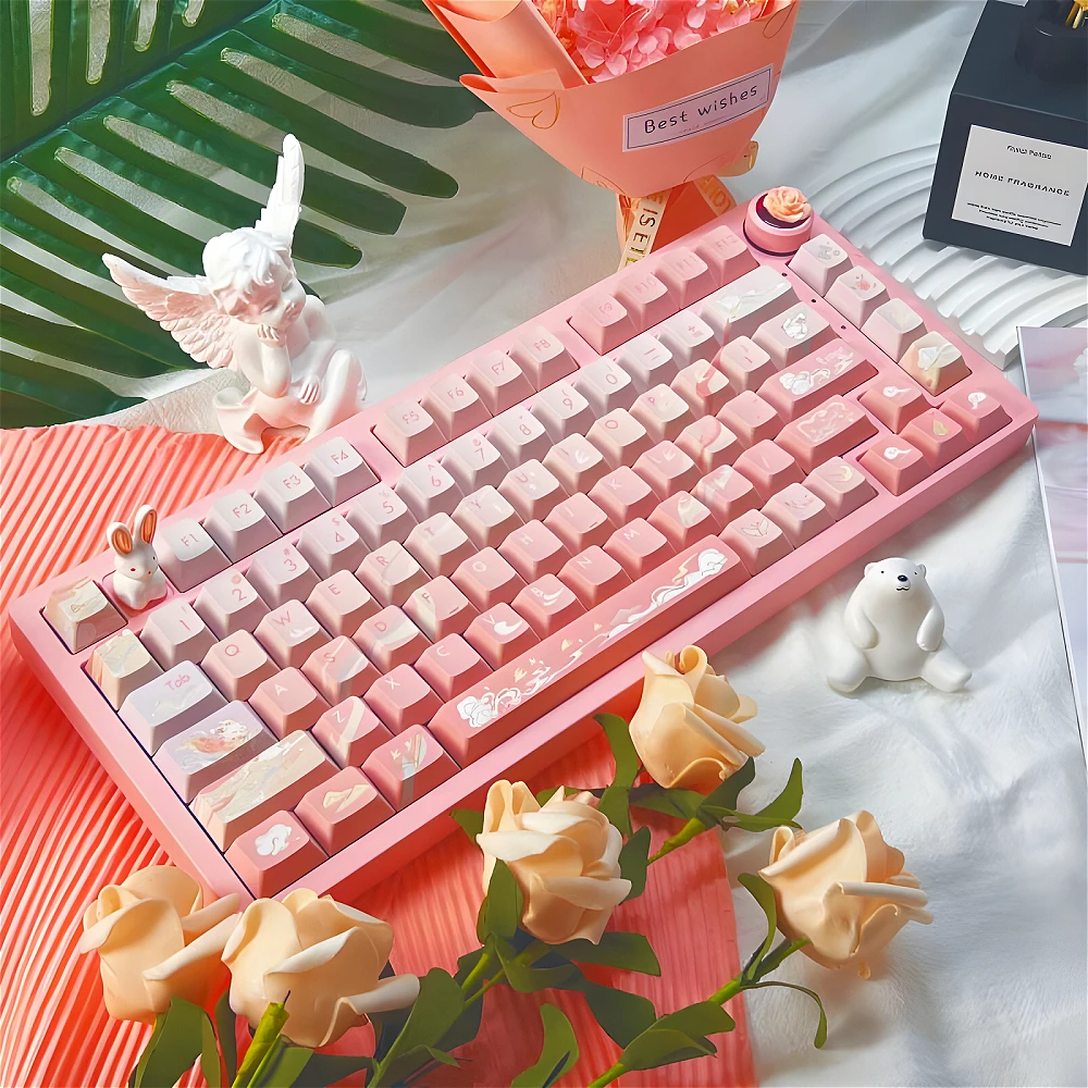 

Dunhuang Tutu, Keycap Set 142 Keys, Cherry PBT Suitable for MX Switch 60/84/90/104/108 Mechanical Keyboard