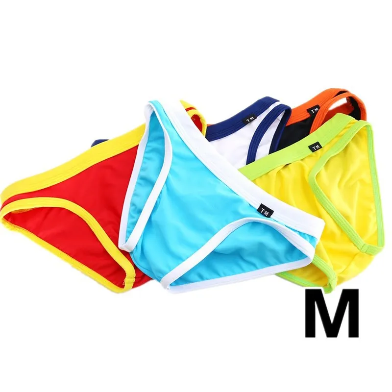 Silky Men\'s Ice Silk Briefs Convex U Pouch Underwear Sexy Low-waist Youth Panties New Male Seamless Swimwear Smooth Beachwear