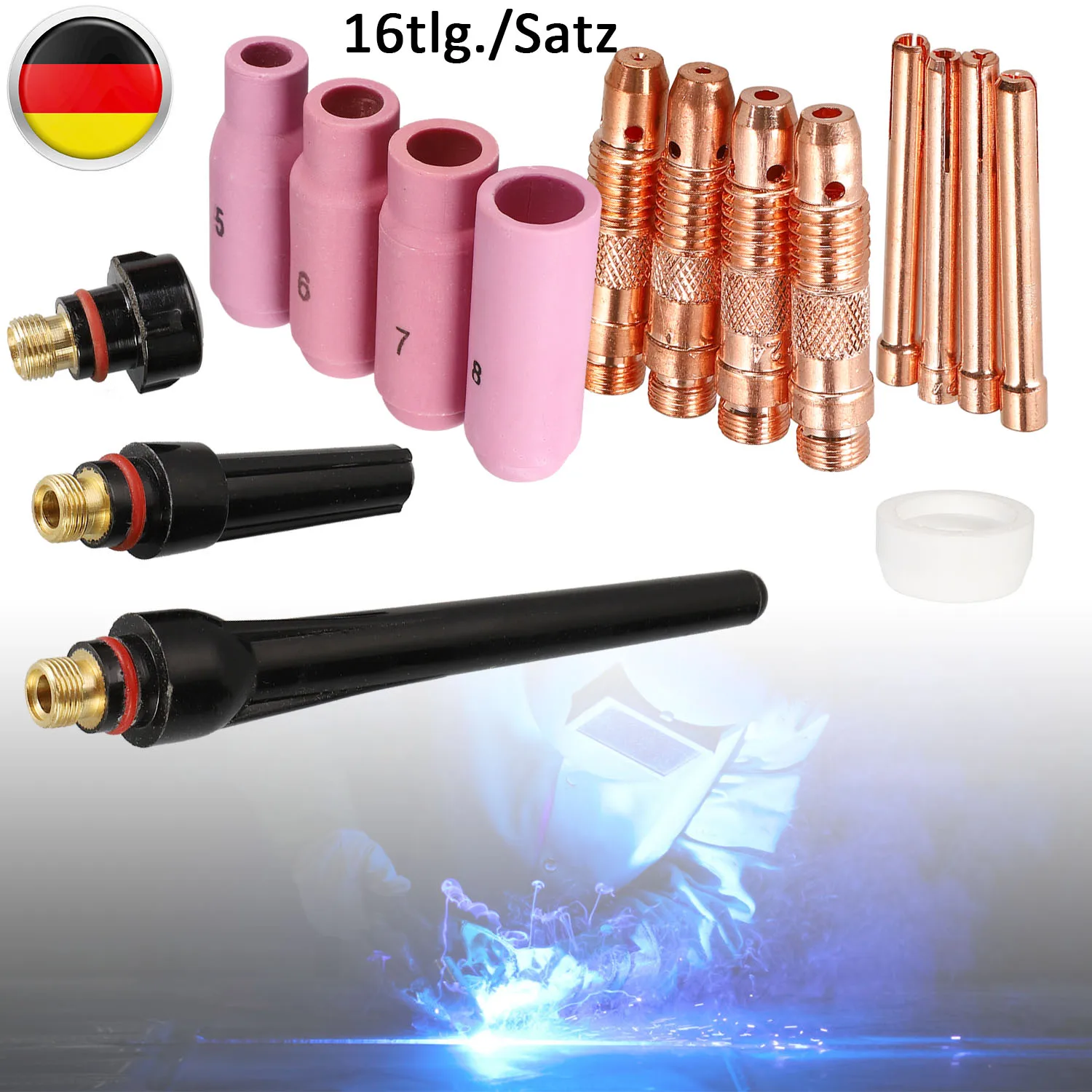 16pcs Welding Accessories Kit for Argon Torch Including Copper Electrodes Designed for Robust Welding Applications