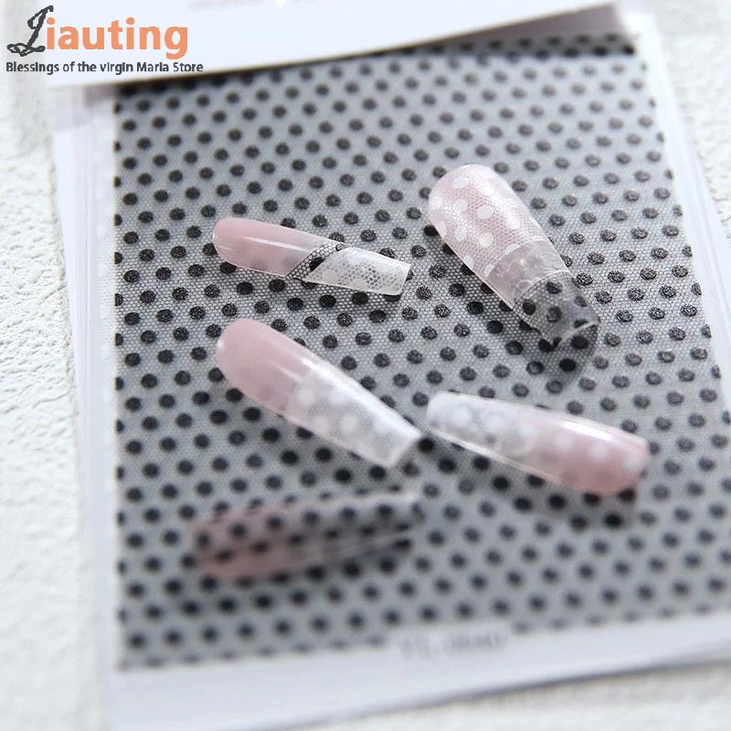 Black White Polka Dot Lace Design Nail Art Stickers Adhesive Sliders DIY Nail Decals Foils Wraps Decorations Manicure Salon