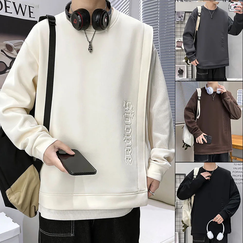 Hoodie men spring loose large size high street embroidery top ins trend long-sleeved couple cotton top