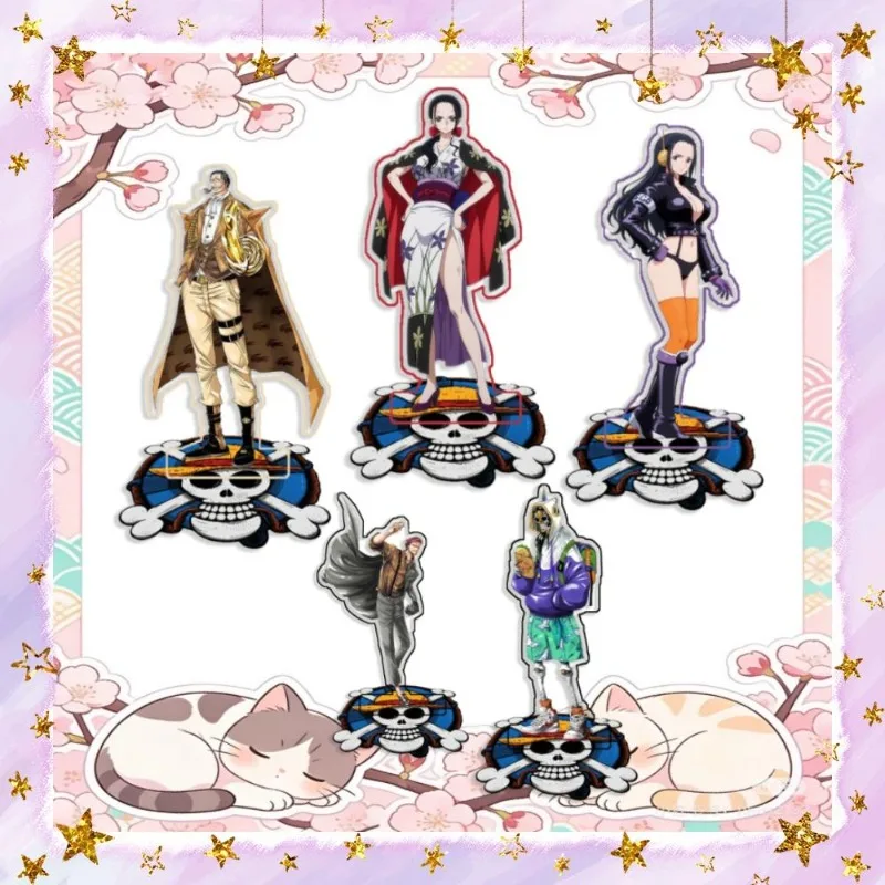 Letrero Decorativo de Acrílico de 15cm con Diseño de Sir Crocodile y Boa Hancock de One Piece, Hecho a Mano, para Escritorio, Regalo para Fans del Anime y Videojuegos