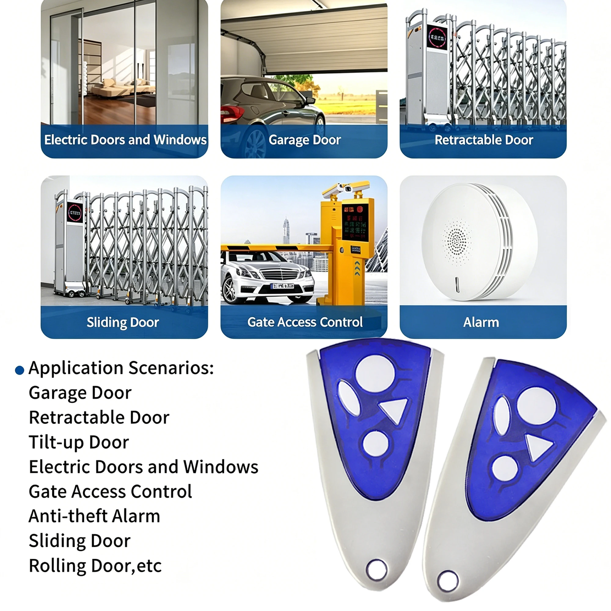 Bulk Pack 433MHz Rolling Code Keychain Remote For HS43-2 MTR43-2 MNHS Series Household Roller Gate Controller