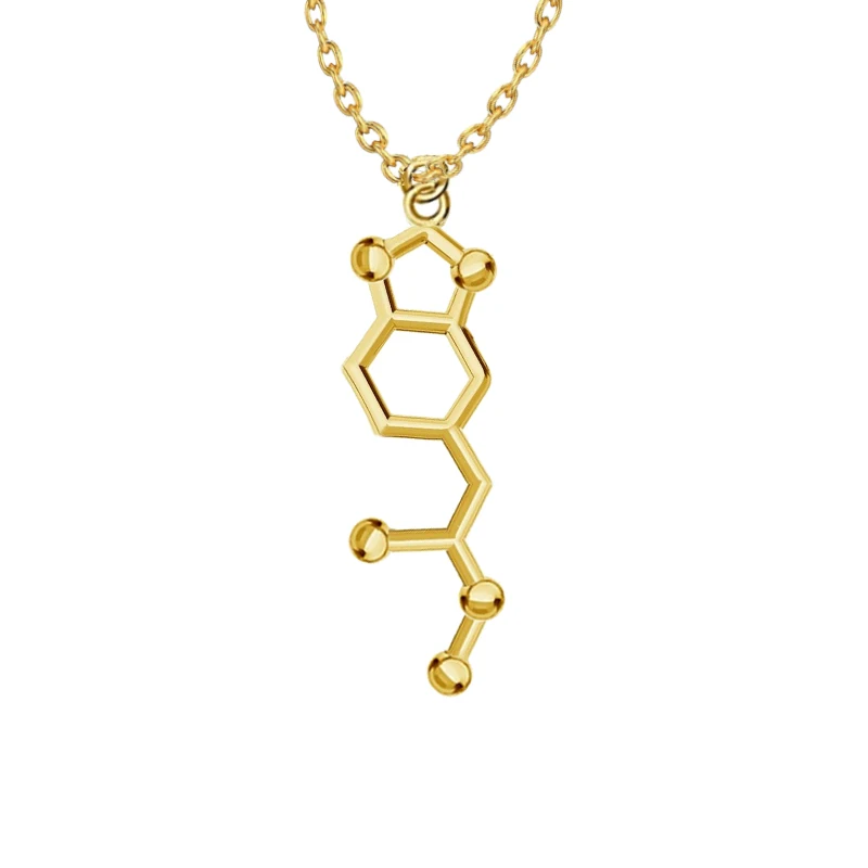 3D Serotonin Adrenaline Caffeine Dopamine Molecule Science Biology Chemical Charm Pendant Necklace Chemistry Fashion Jewelry