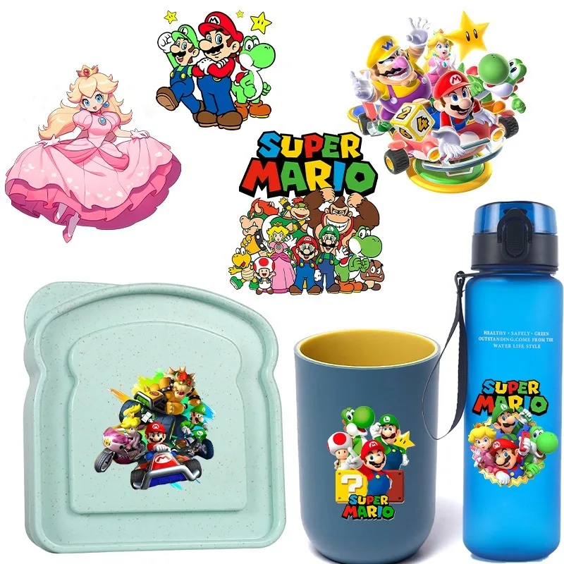 

Водонепроницаемые УФ-наклейки Super Mario Bros DTF, 3D-трансферные милые мультяшные стикеры, подходят для стаканов, моющиеся, для DIY-декора