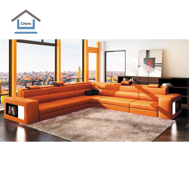 أريكة مسرح منزلي متعددة الوظائف وحديثة وبسيطة الاستخدام لعام 2020، أريكة جلدية فاخرة لغرفة المعيشة مع أضواء LED