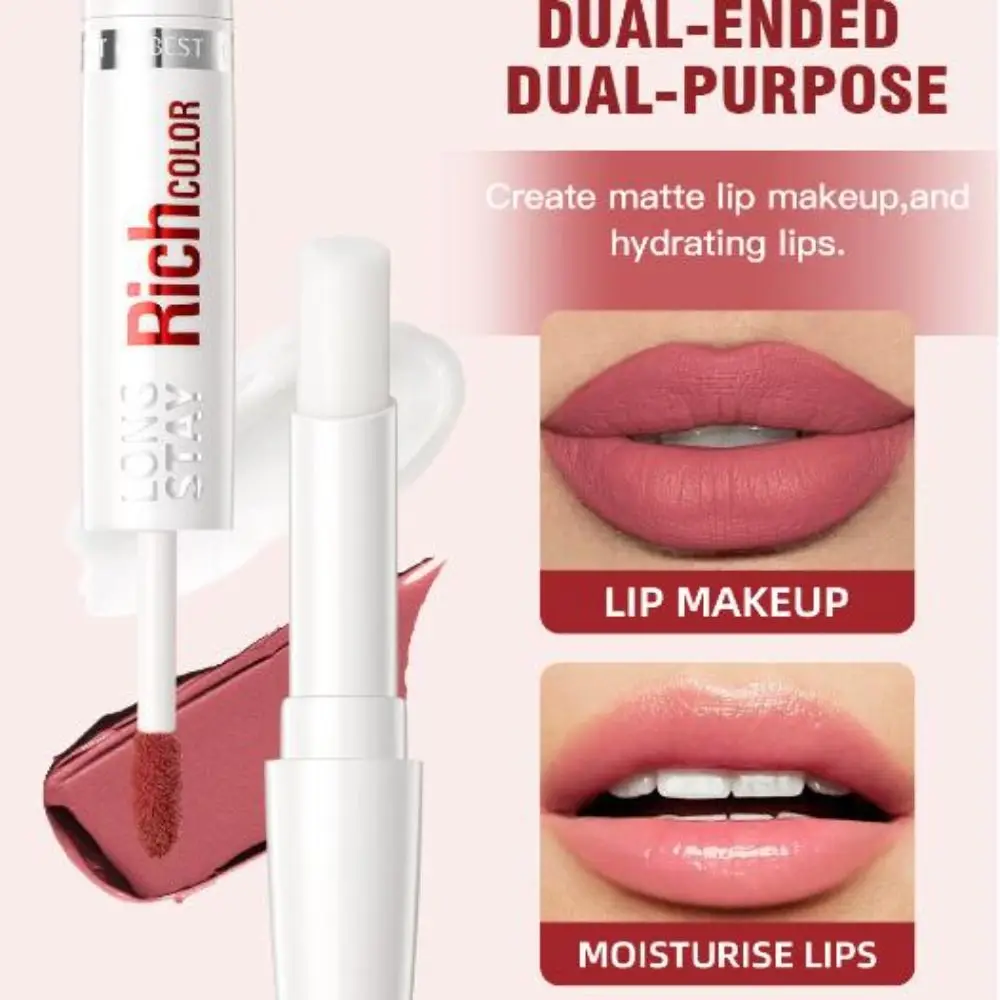 Heißer wasserdichter Lipgloss, samtig, nährender Doppelkopf, schimmernder Lippenglasur, matt, feuchtigkeitsspendend, matt, Spiegelwasser-Lippenbalsam