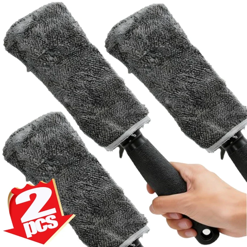 Car Detailing Care Dust Removal Brush Car Wheel Tire Rim Cleaning Brushes Portable Plush Auto Wheel Hub Brush Washing Tool