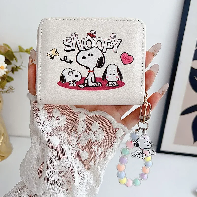 Cartoon Snoopies Wallet Card Bag Portable Large Capacity Coin Wallet Storage Bag with Colorful Chain for Children\'s Gifts