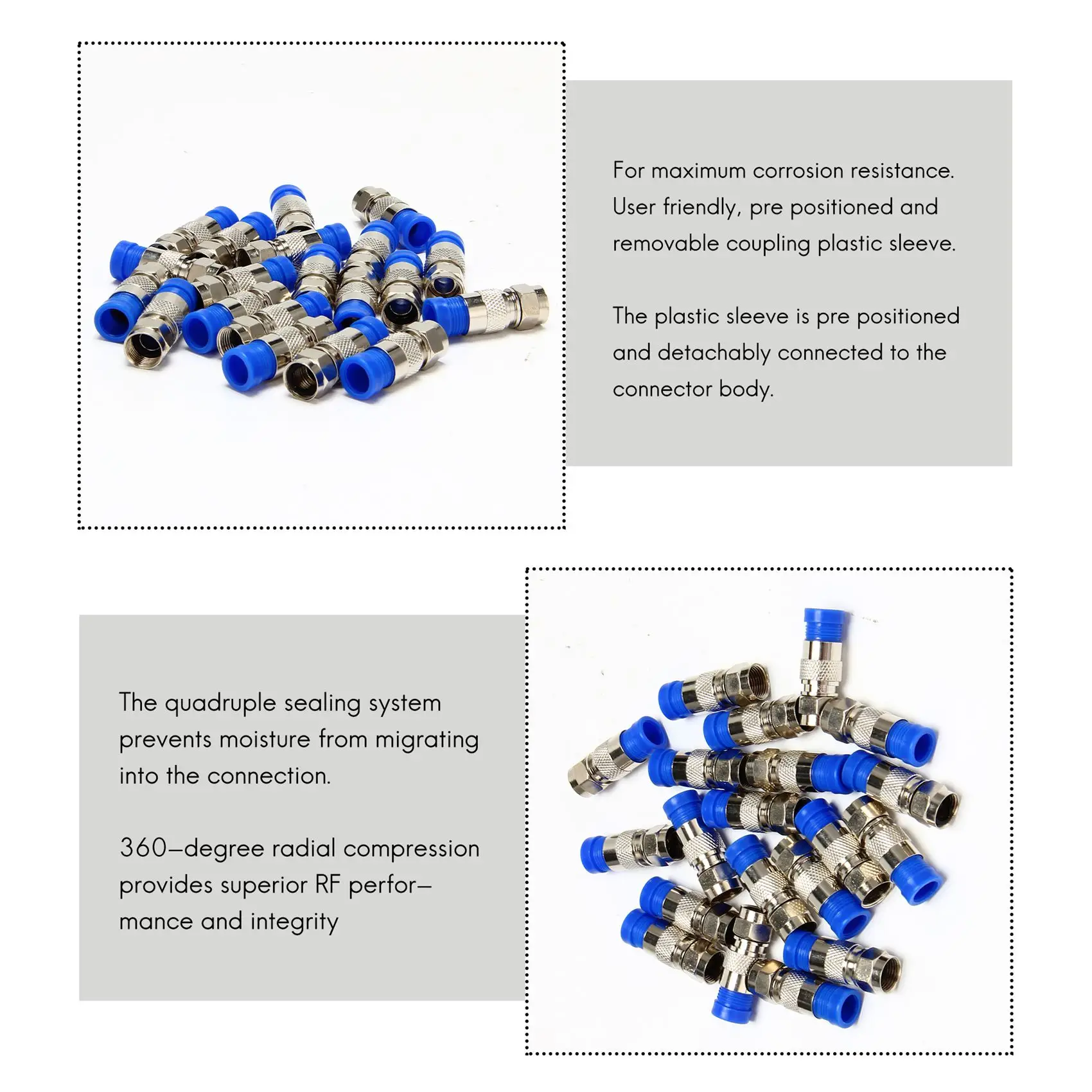 

SSR Rg6 F Type Connector Coax Coaxial Compression Fitting 20 Pack (Blue)