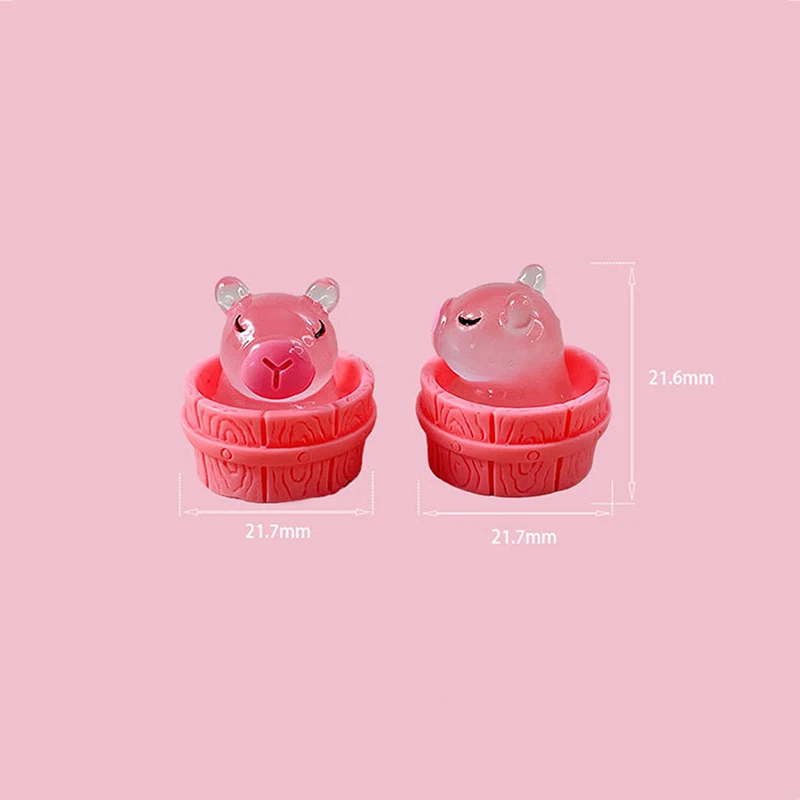 Desenhos animados Luminous Capybara Ornamento, bonito Animal Ornamentos, Micro Jardim, Paisagem DIY Decoração Acessórios, 2pcs