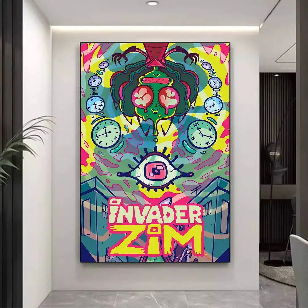 I-Invader Z-Zim Cartoon Vintage Posters Sticky Whitepaper Prints Posters Artwork Posters Wall Stickers