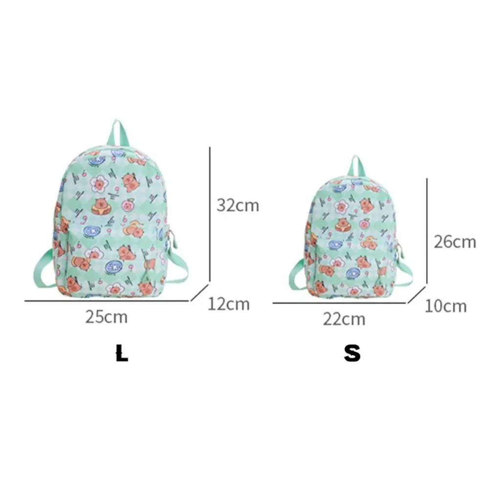 High Quality Nylon Capybara Backpack S/L Size Large Capacity Schoolbag Lightweight Capybara Rucksack Children