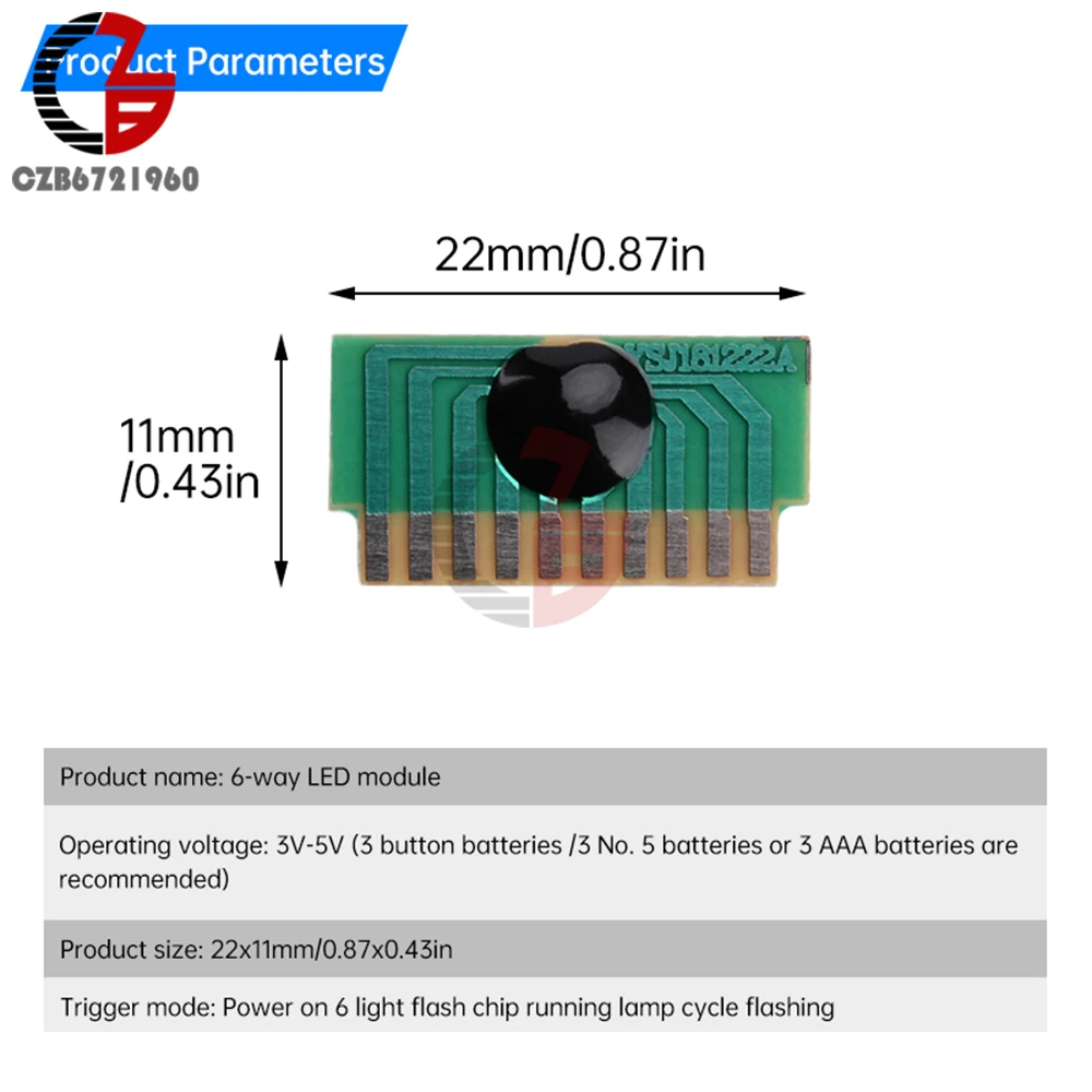 5Pcs 6-way LED flashing module DIY Flash Chip LED Driver Cycle Flashing Control Board DC3-5V Power on scrolling light module