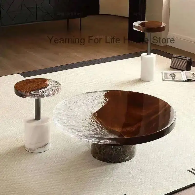 

Coffee Modern Centerpiece Marble Epoxy Table Design Center Living Room Side Table Small Round Luxury Stolik Kawowy Furniture