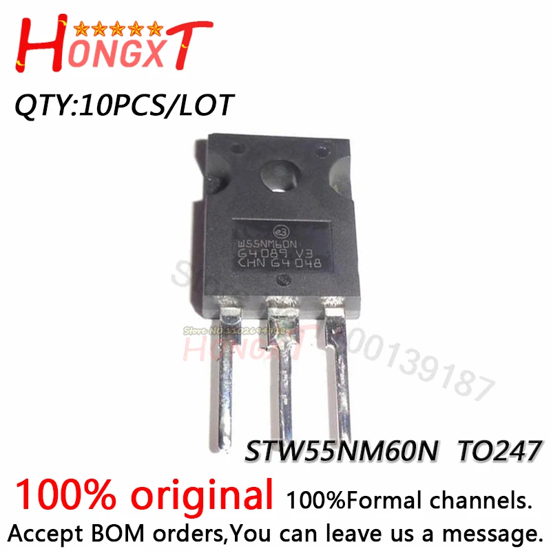 

10PCS NEW STW55NM60N W55NM60N TO-247N Channel MOSFET 55A 600V