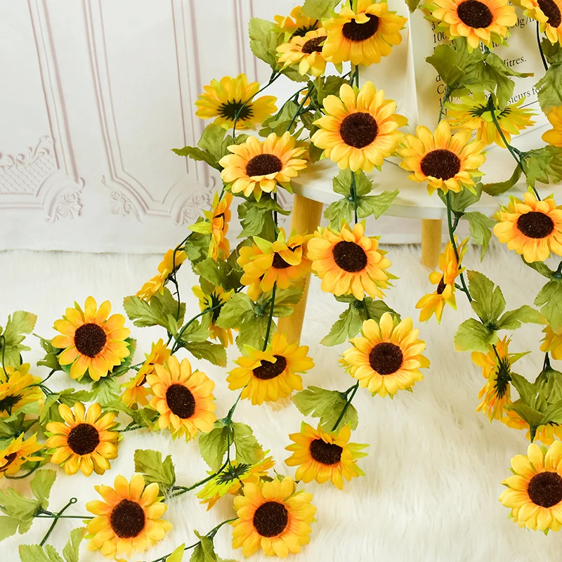 

Artificial Sunflower Vine Indoor Outdoor Wall Hanging Decoration For Home Wedding Birthday Party Decoration Fake Flower Vine