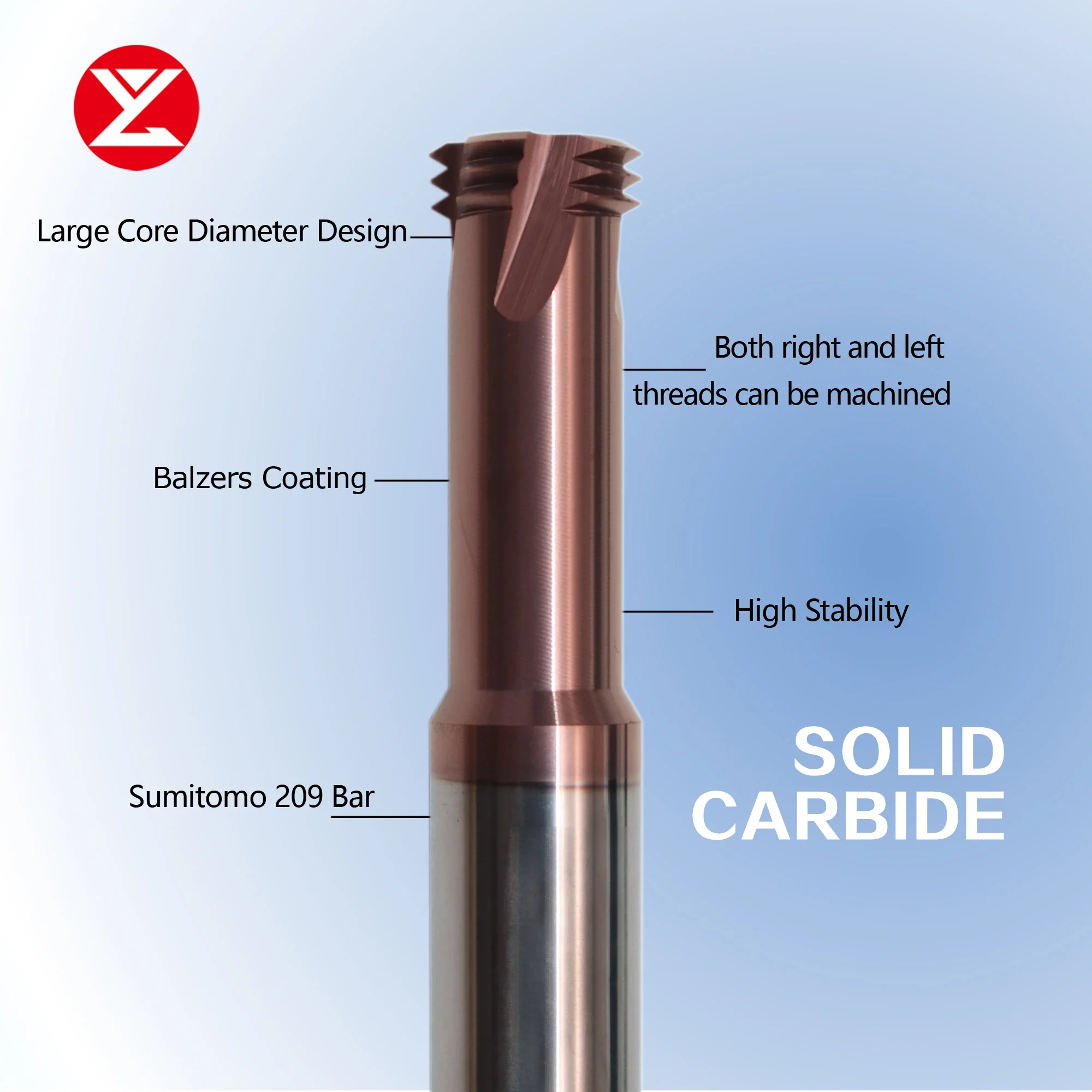 HRC68 Solid Carbide Three Teeth Thread Milling Cutter Balzers Coated M1 M1.2 M1.4 M1.6 M2 M2.5 M3 M4 M5 M6 End mill For Steeel