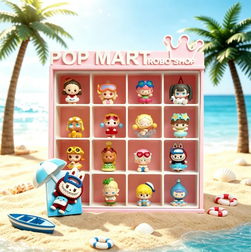 POPMART POP BEAN ISLAND VACATION Series Blind Box Unpack Container Cute Mini Doll Anime Figure Ornament Home Decor Gift