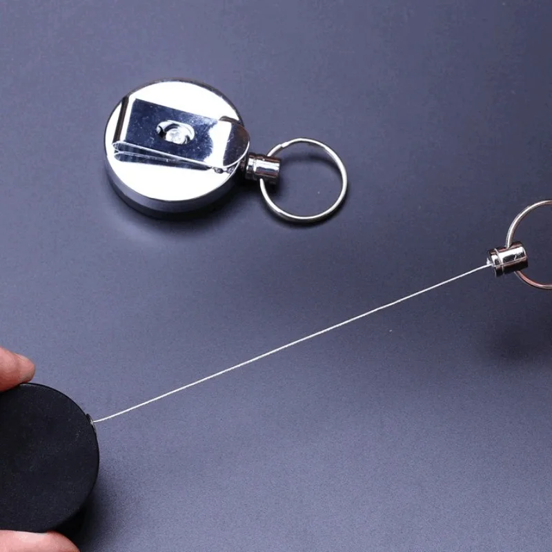 

1Pc Half Metal Badge Reel 4cm Diameter Keychain Anti-lost Pass Work Card Clip Retractable Badge Reels Easy To Pull Clips