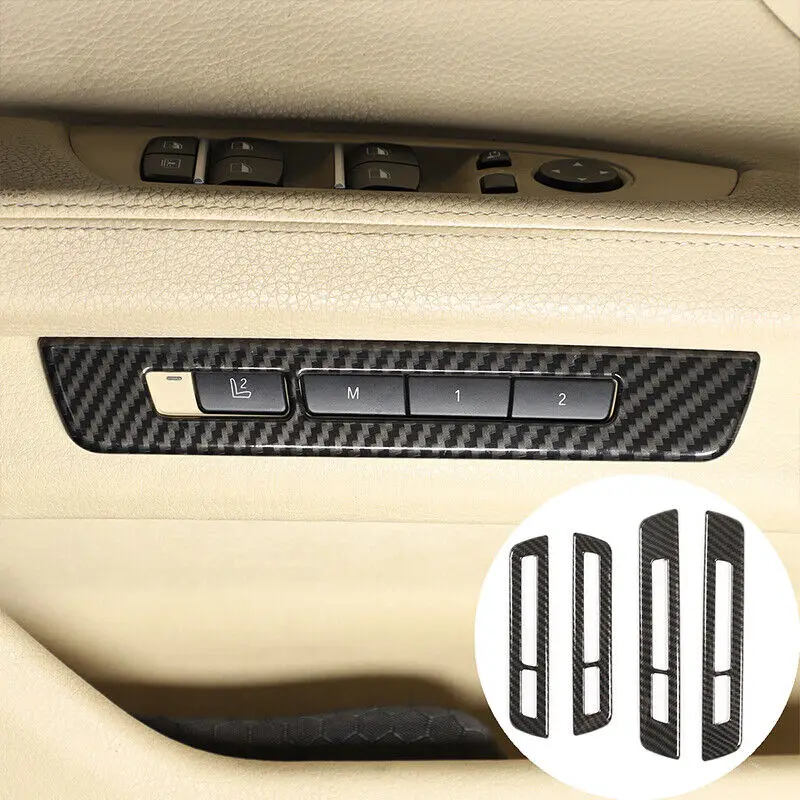 

4PCS ABS Seat Adjustment Memory Button Switch Frame Cover Decoration Trim Car Accessories For BMW 7 Series F01 F02 2009-2014