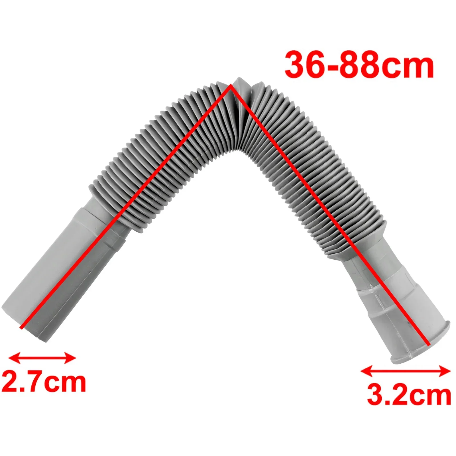 Wąż spustowy Wąż Rura 1 szt. Akcesoria Szary Sitko Umywalka Odpływ wody 80 cm Przedłużenie łazienki Elastyczny dom